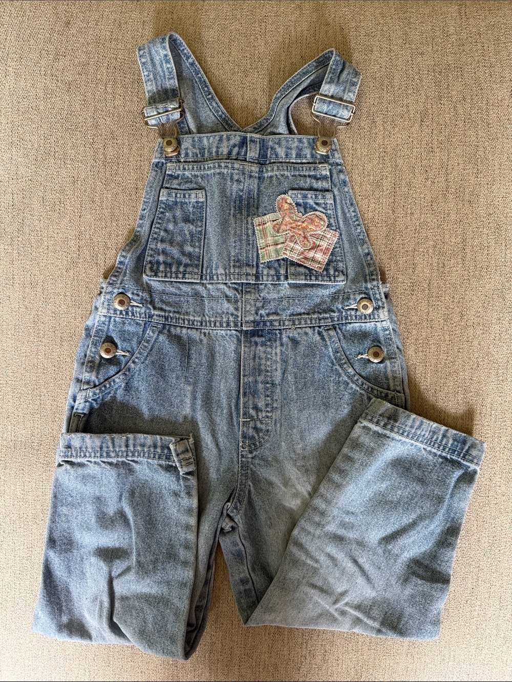 Gap Light Wash Denim Overalls with Patch Detail
